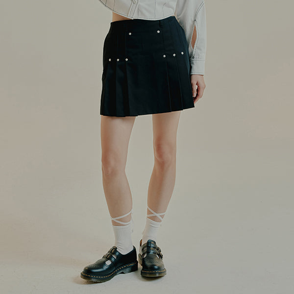 COTTON LOW RISE KILT SKIRT