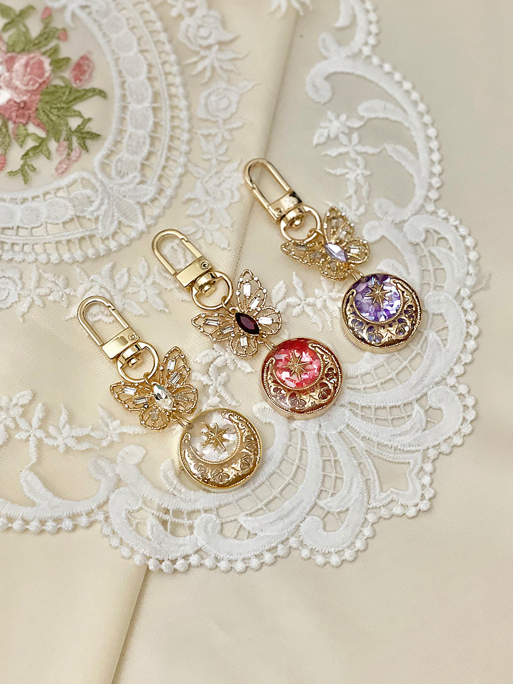 Butterfly Moon Pearl Key Ring (3color)