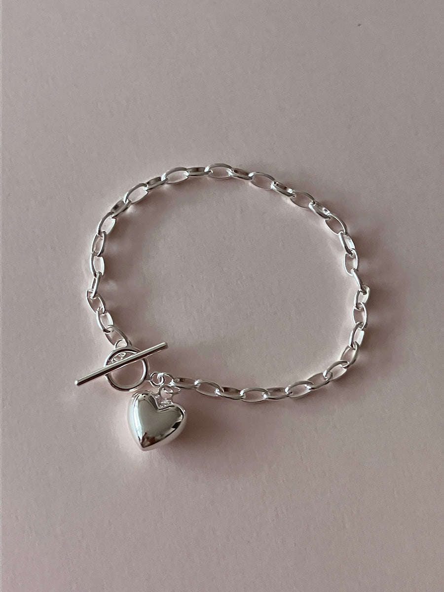 [92.5silver] heart toggle bracelet