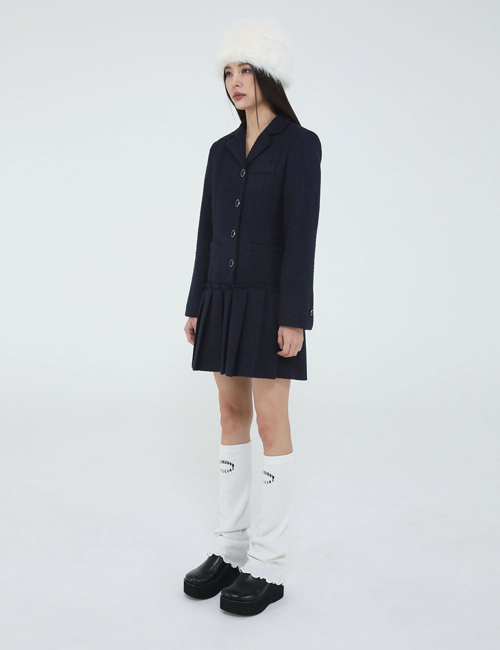 TWEED KARA DRESS(NAVY)