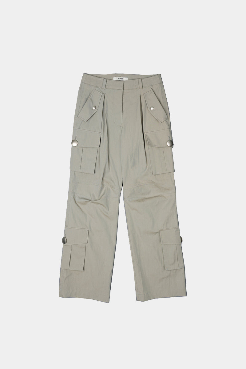 BIG BUTTON CARGO PANTS IN ECRU