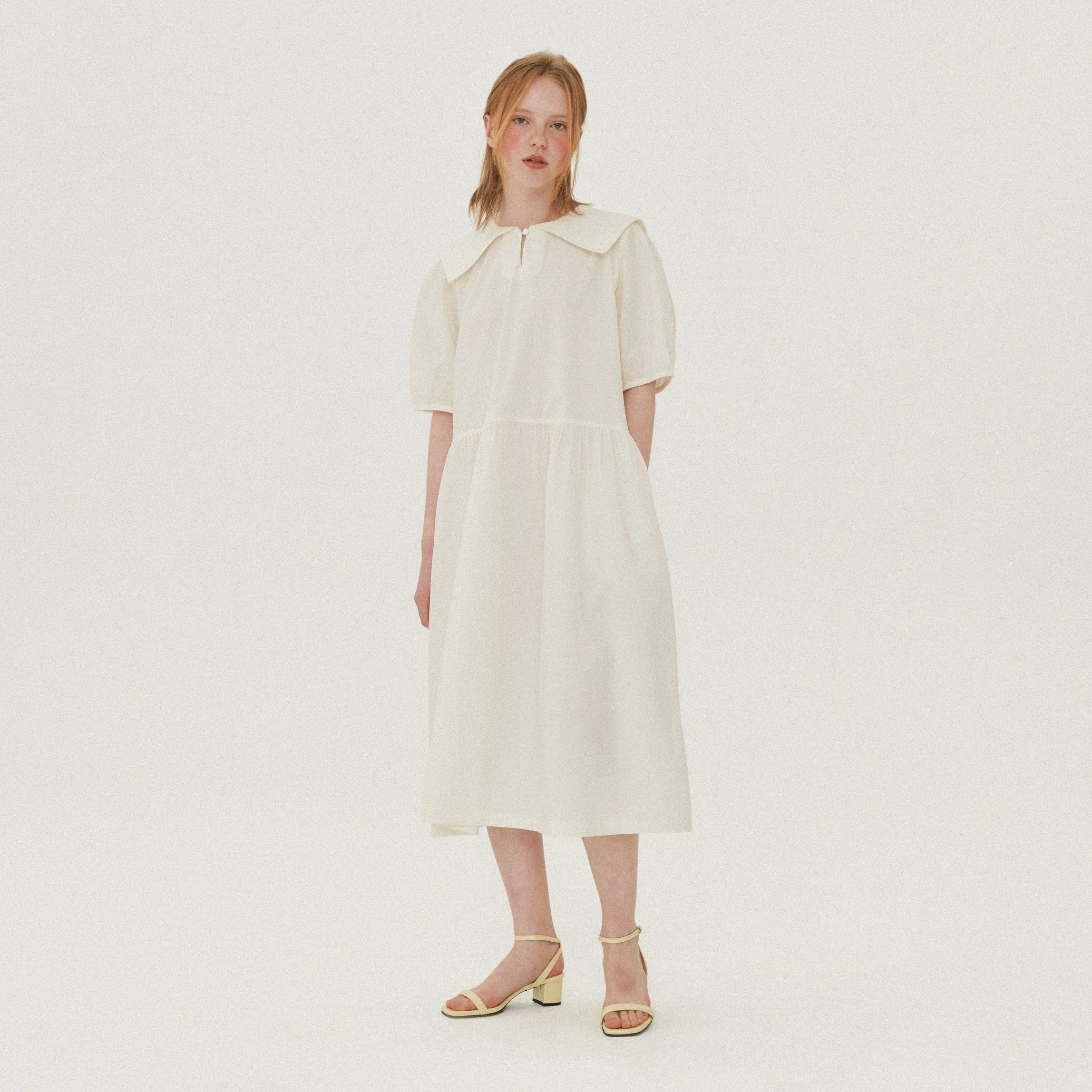 SAILOR COLLAR LONG DRESS_WHITE