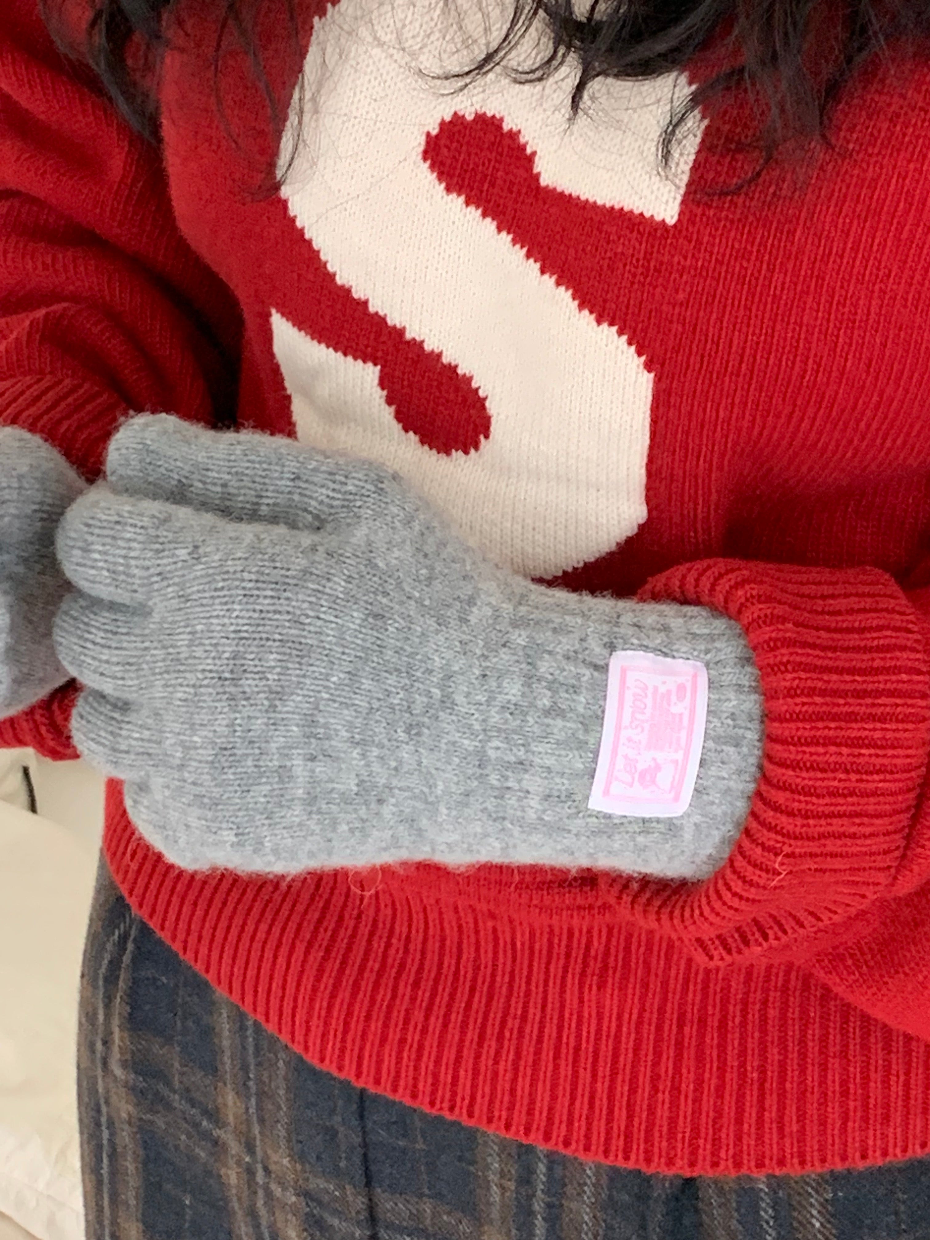 Let It Snow Label Gloves (Grey)