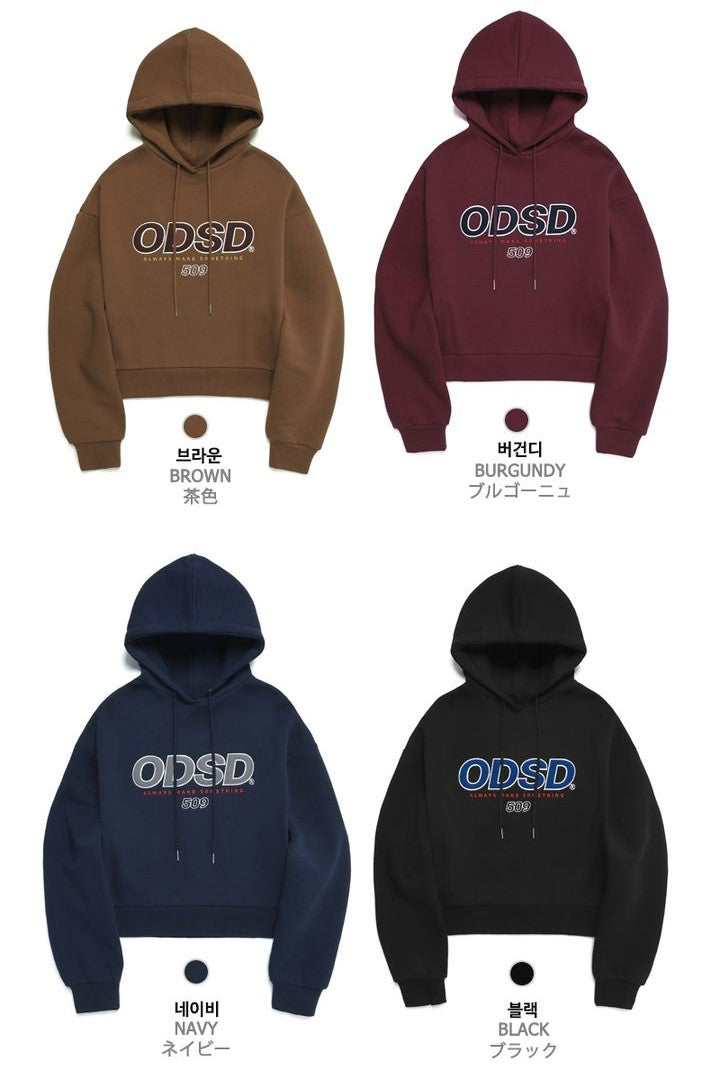 ODSD LOGO APPLIQUE CROPPED HOODIE -  8COLOR