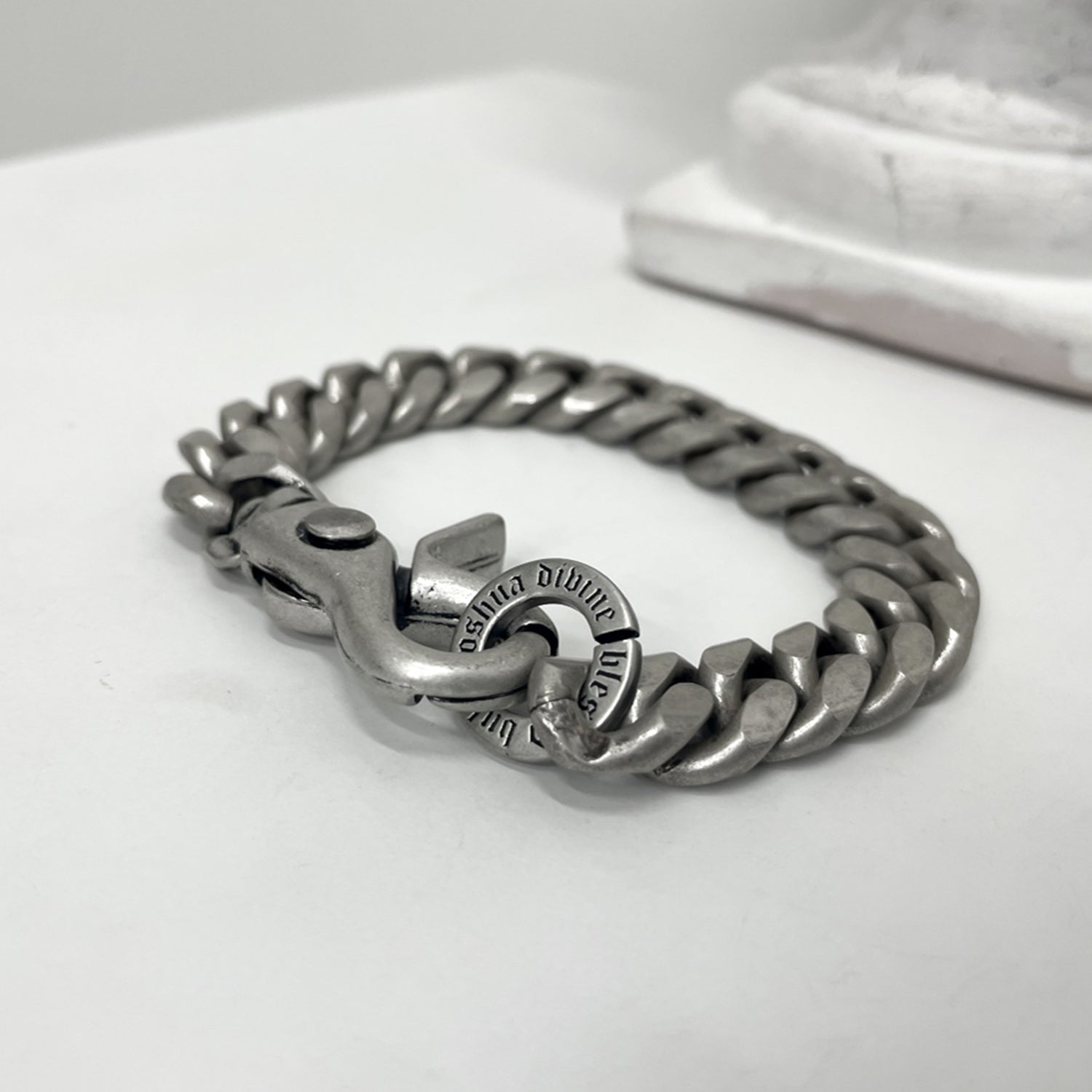 [BLESSEDBULLET]vintage silver curve chain link bracelet_13mm