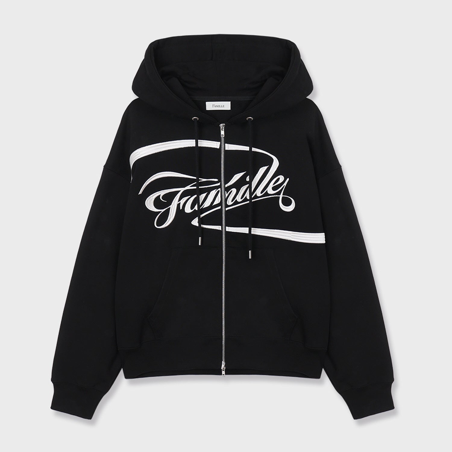 EMBROIDERY LOGO FULL-ZIP HOODIE (BLACK)