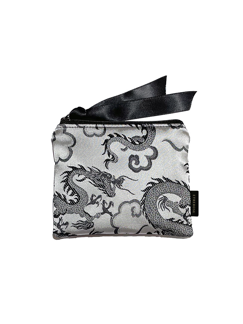 Dragon Embroidery Satin Zip-pouch (S/2color)