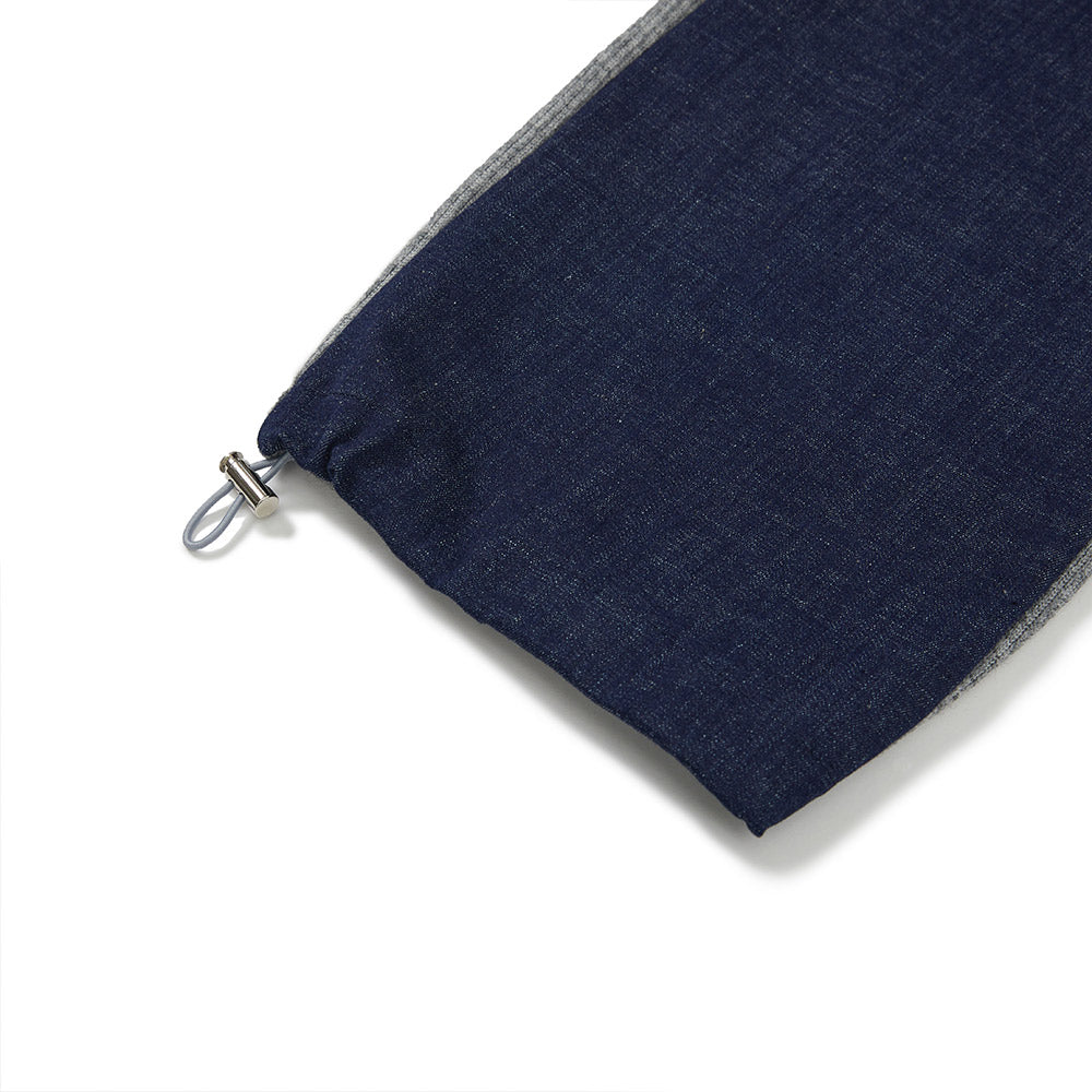 デニムニットブロッキングパンツ / Denim Knit Blocking Pants [BLUE]