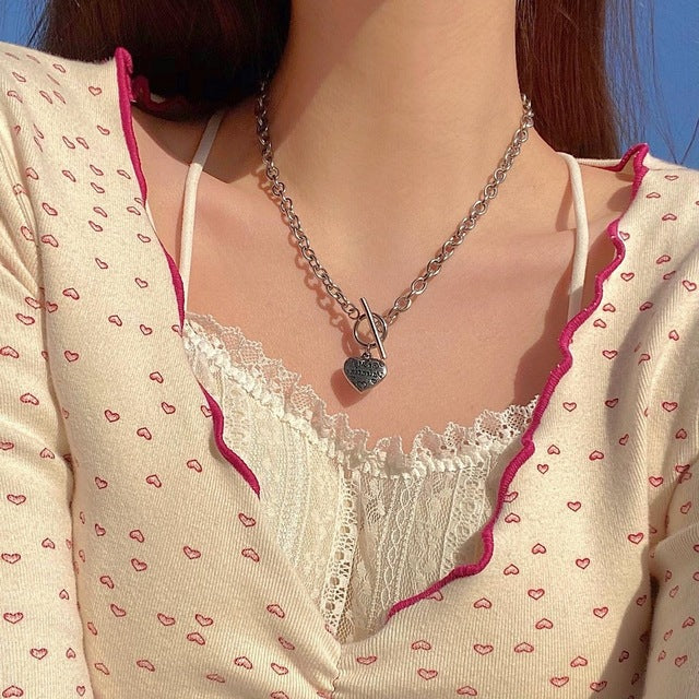 Cozy toggle heart necklace