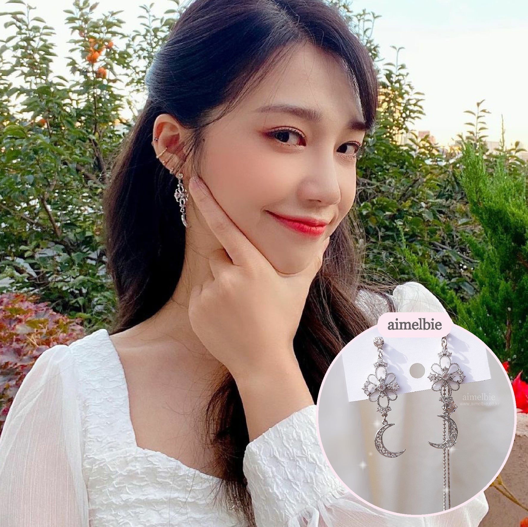  Art Nouveau Moon Earring (Billlie Tsuki, Park Eunbin, Apink Eunji Earring)