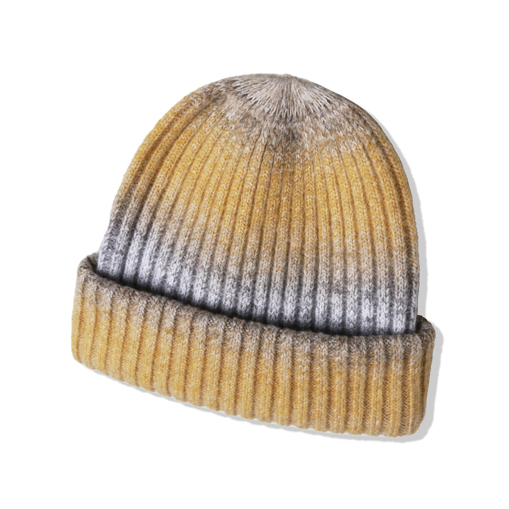 WOOL BLENDED KNIT GRADATION BEANIE YELLOW