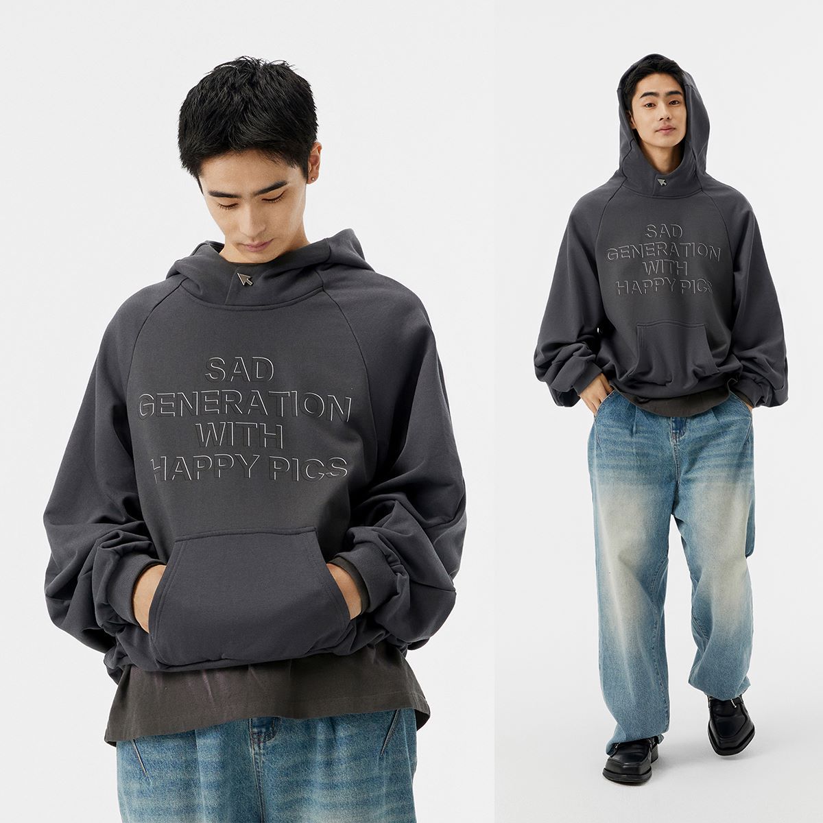 FMACM 23AW Letter Print Cropped Hooded Sweatshirt