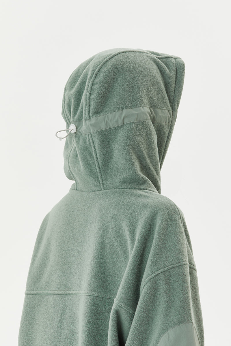 Draw cord fleece hoodie [green]