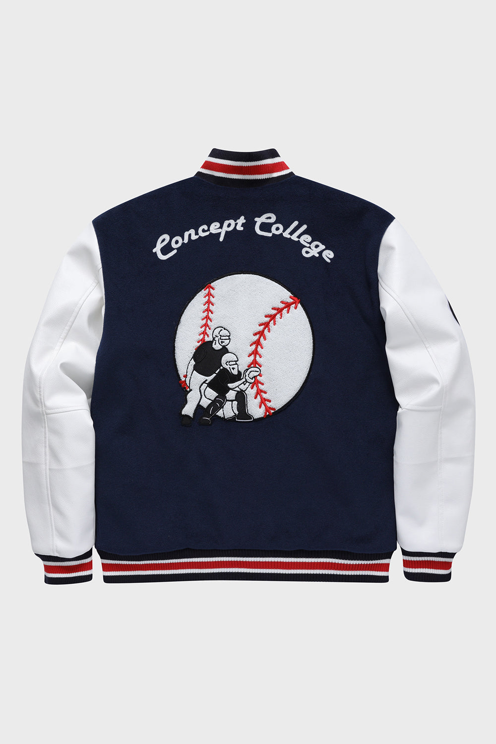 Grand Baseball Navy & White Unisex Varsity Jacket