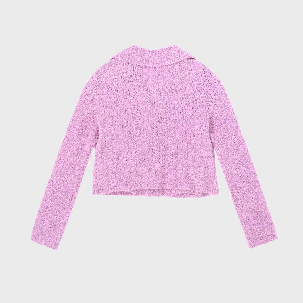 BOUCLE TEDDY CARDIGAN_PINK