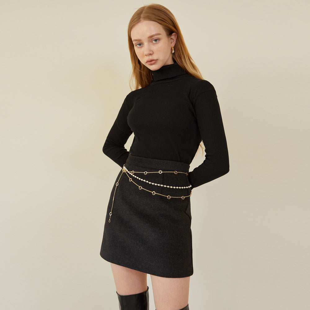 MODERN DART MINI SKIRT (CHARCOAL BLACK)