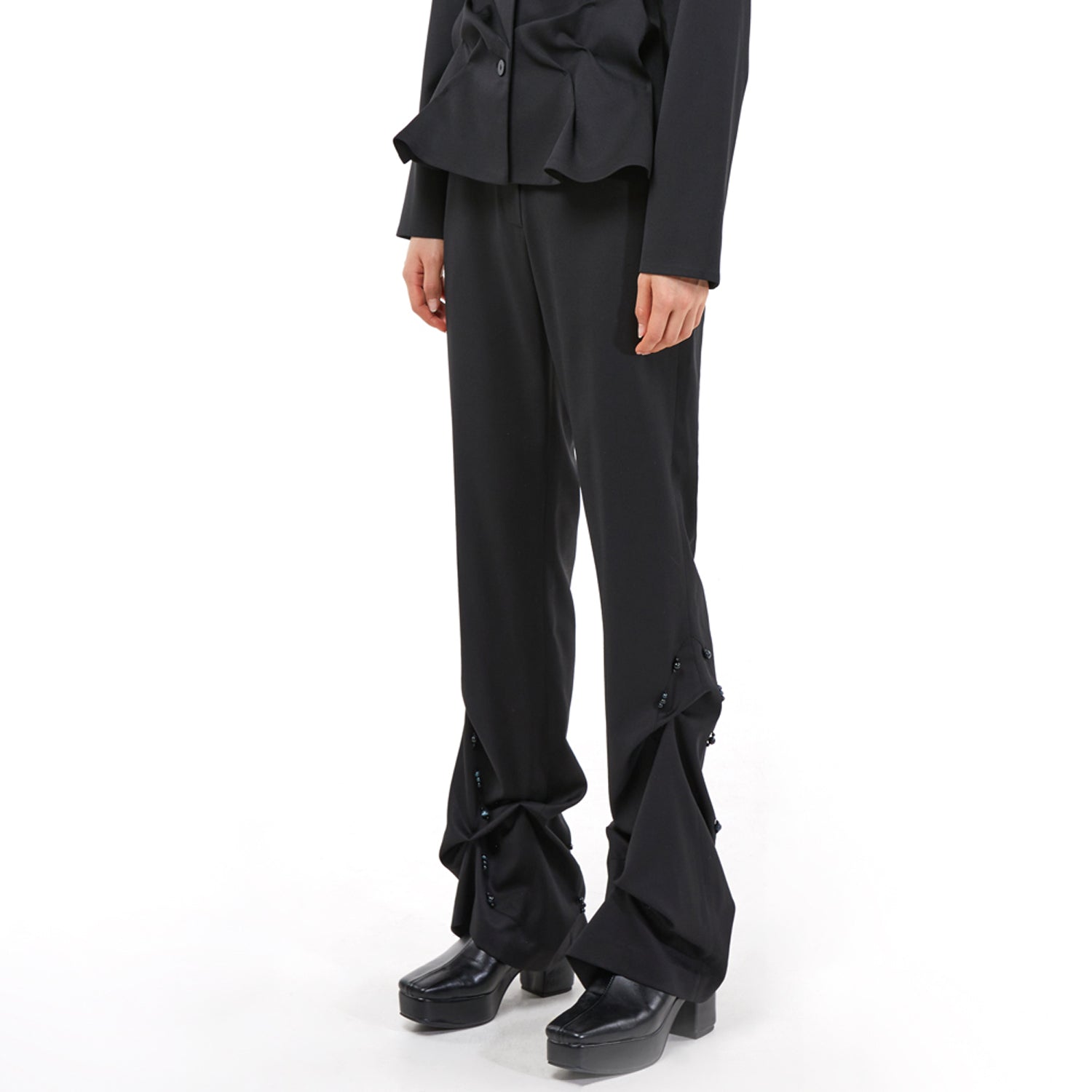 DOZI - Beaded Slim Trousers _ Black