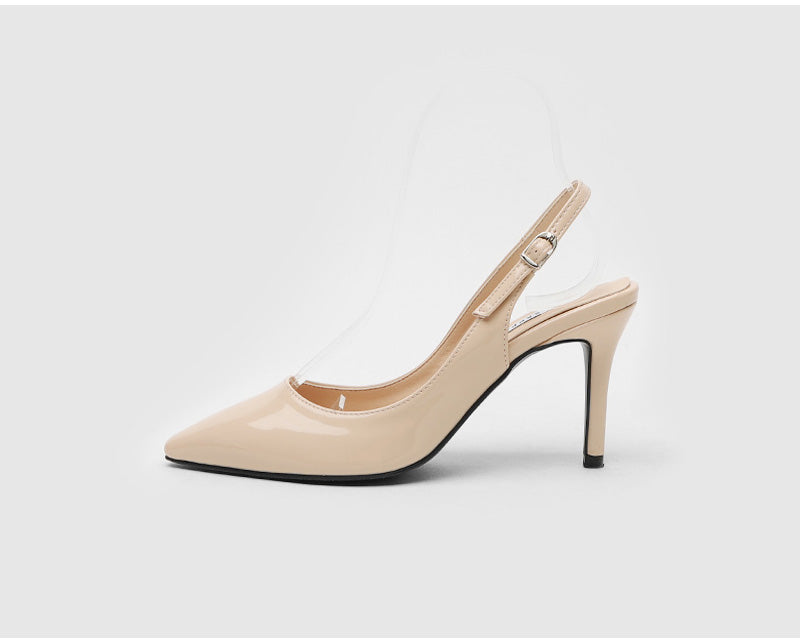 Royles エナメル スリングバック スティレットヒール (4/6/8cm) - Beige