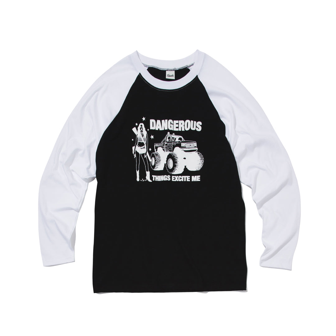 DANGEROUS Raglan long-sleeved T-Shirt (BLACK) MENS