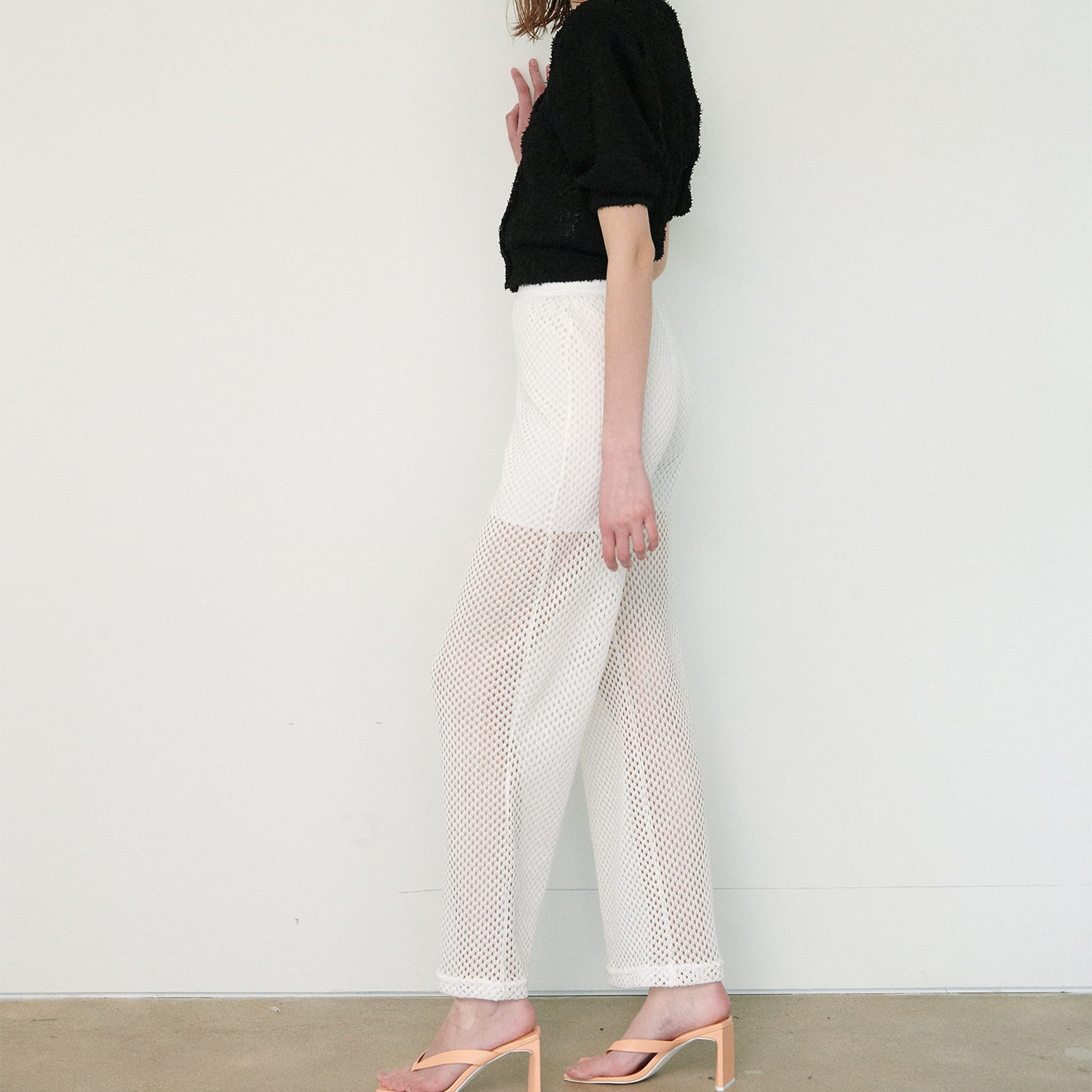 SEE-THROUTH NET PANTS, WHITE