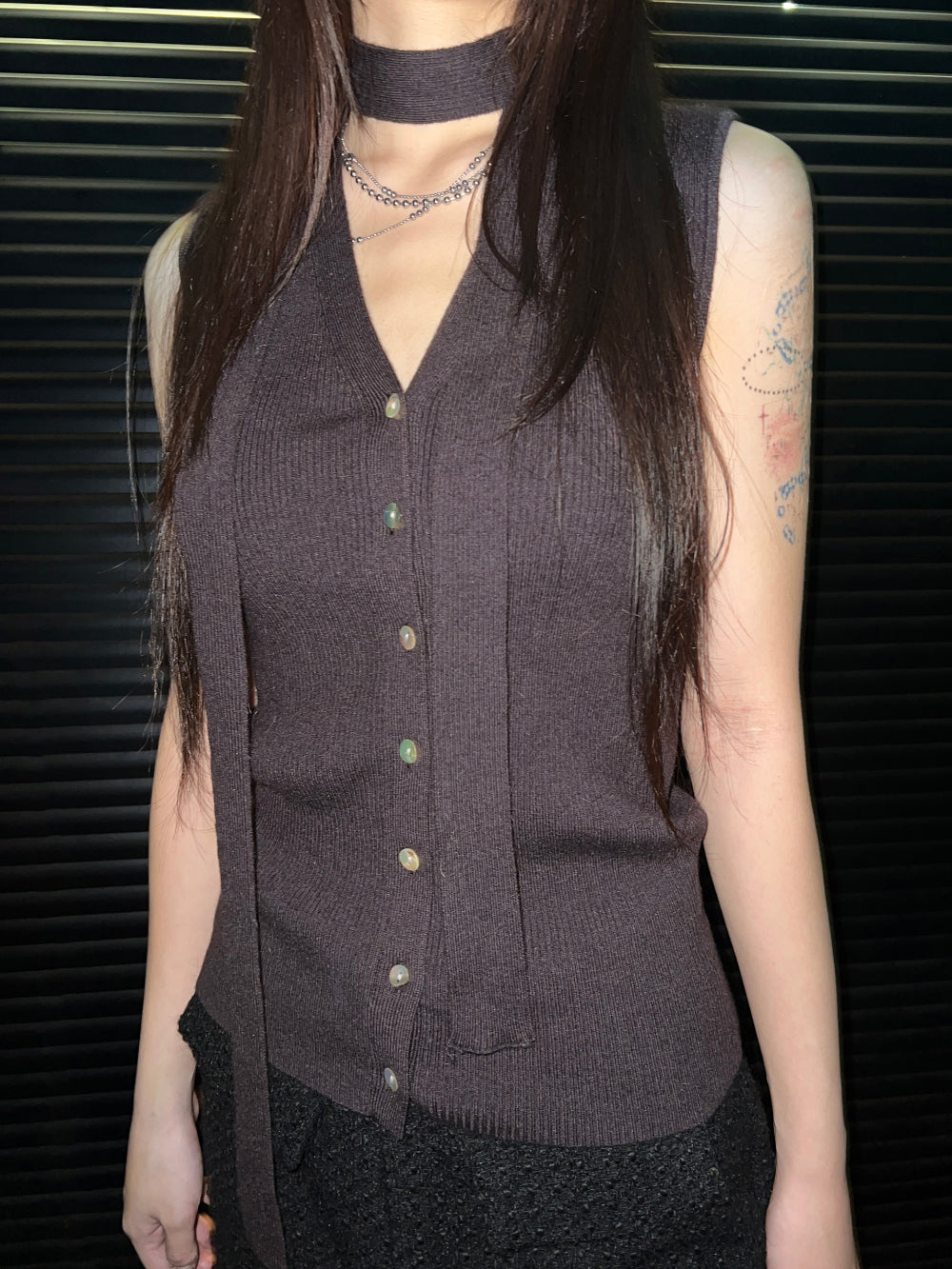 Wool tie knit vest (3 Color)