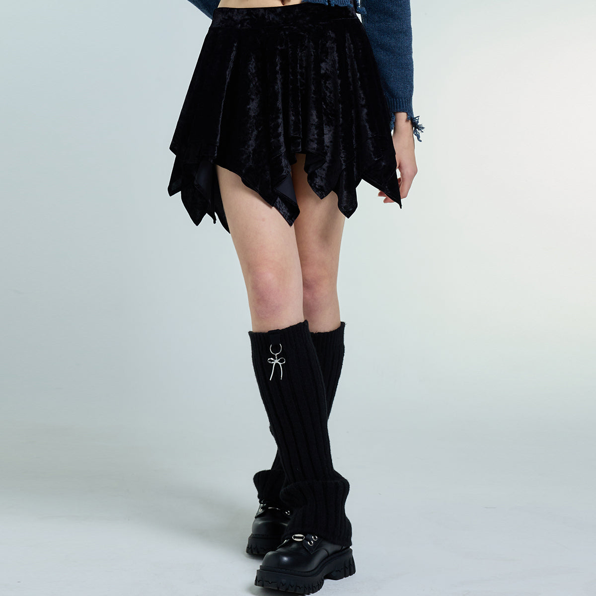 AM VELVET SKIRT (BLACK)