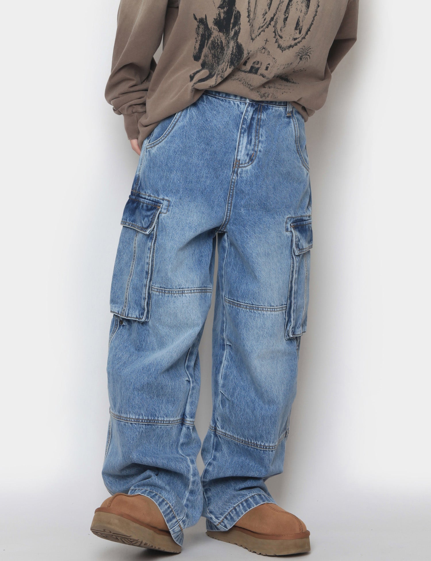 Monster cargo denim pants