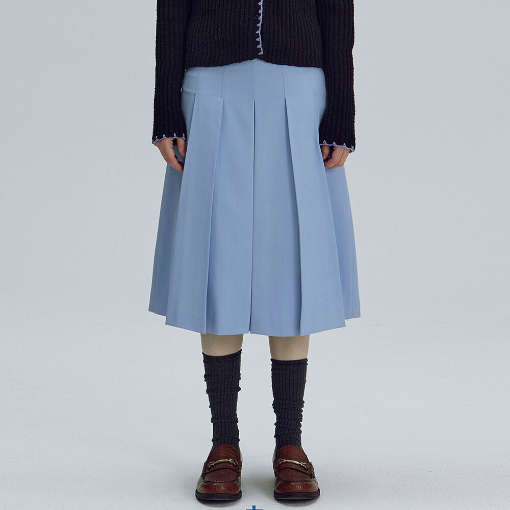 Belted pleated skirt - Sky blue