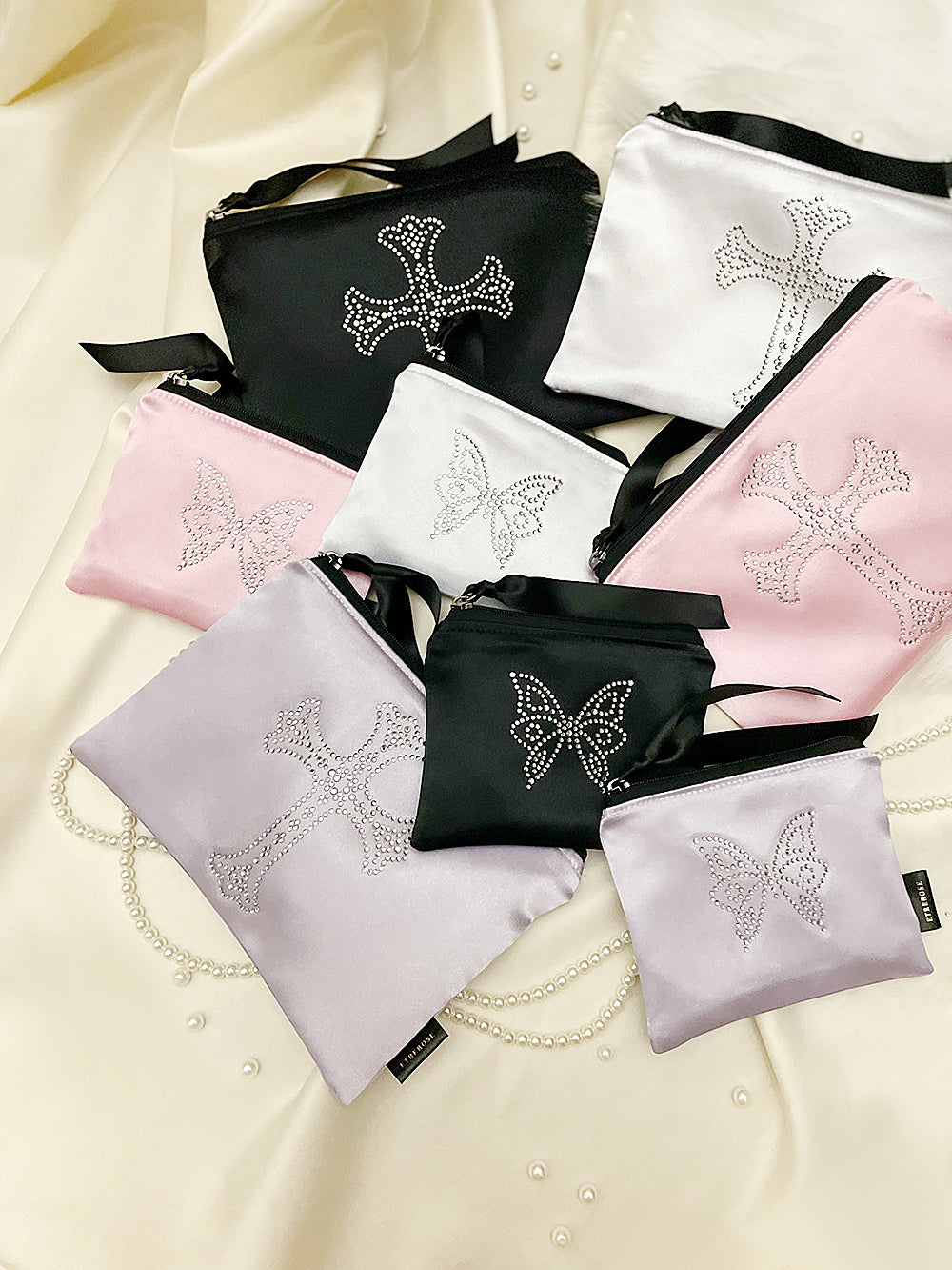 Sparkling Cubic Satin Zip-pouch (SET