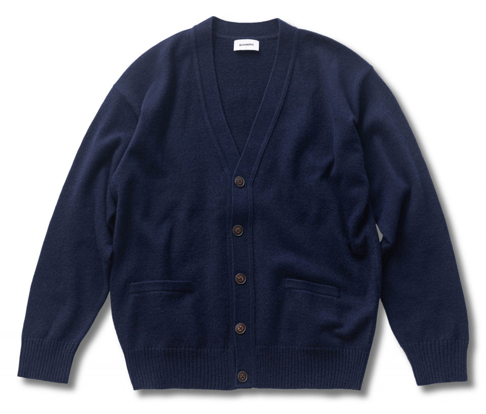 PBT WOOL V-NECK CARDIGAN KNIT-NAVY