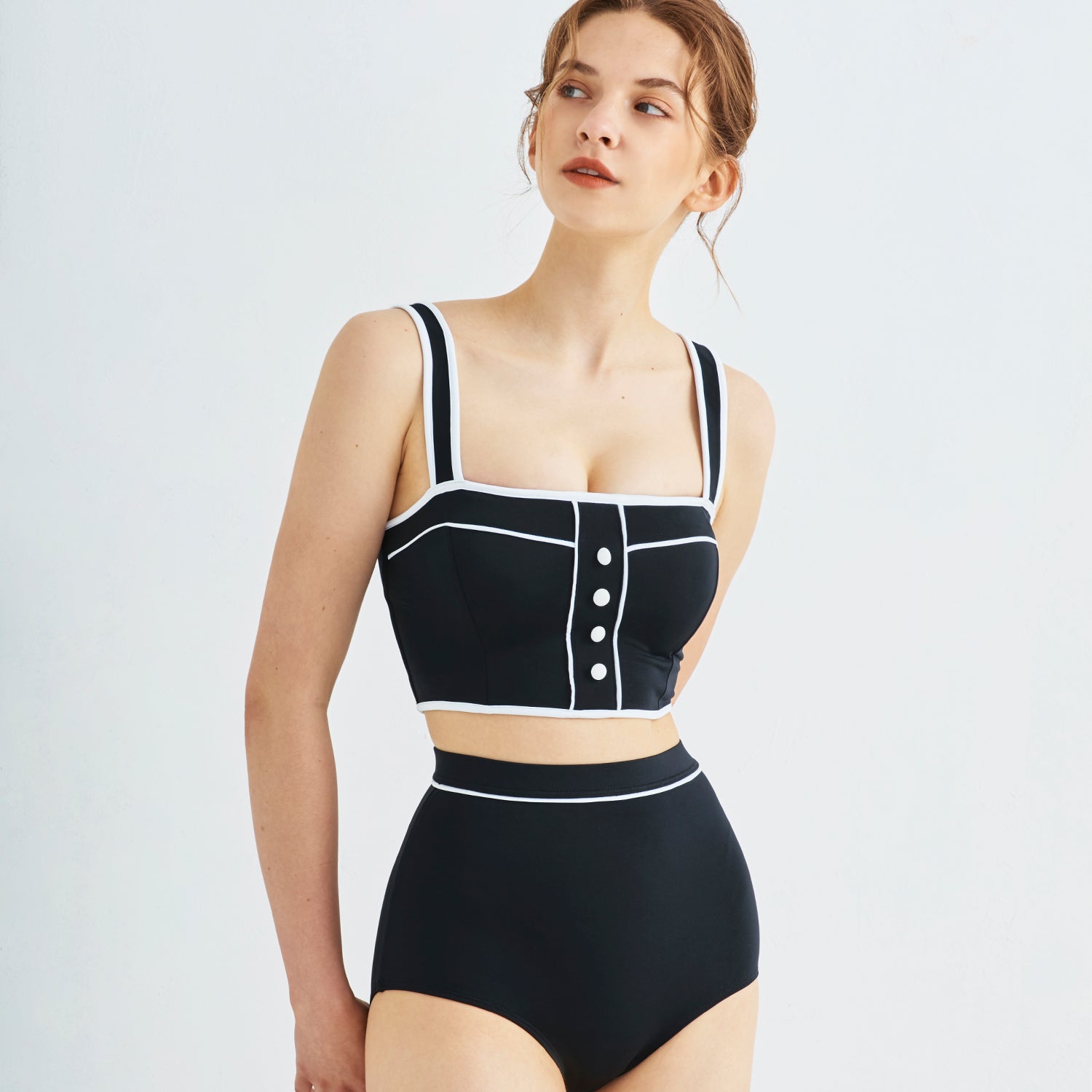 Le Mans Burton Bustier High Waist Bikini-Black