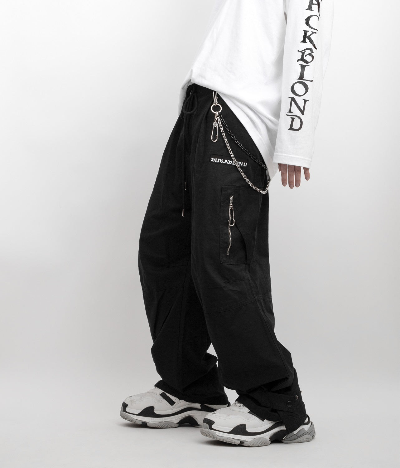 BBD Hidden Guts Logo Wide Cargo Pants (Black)