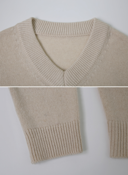 Clover V-neck Wool50 Crop Knit (10color)