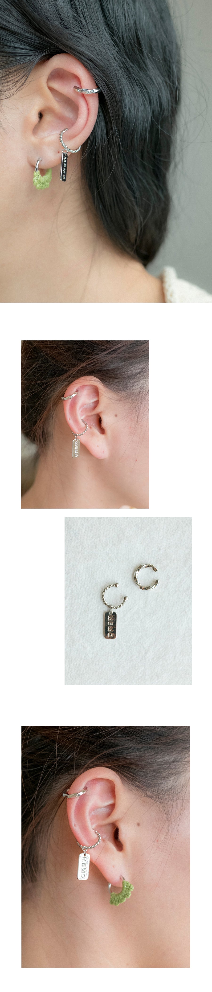 Memo simple earcuff 2set earring