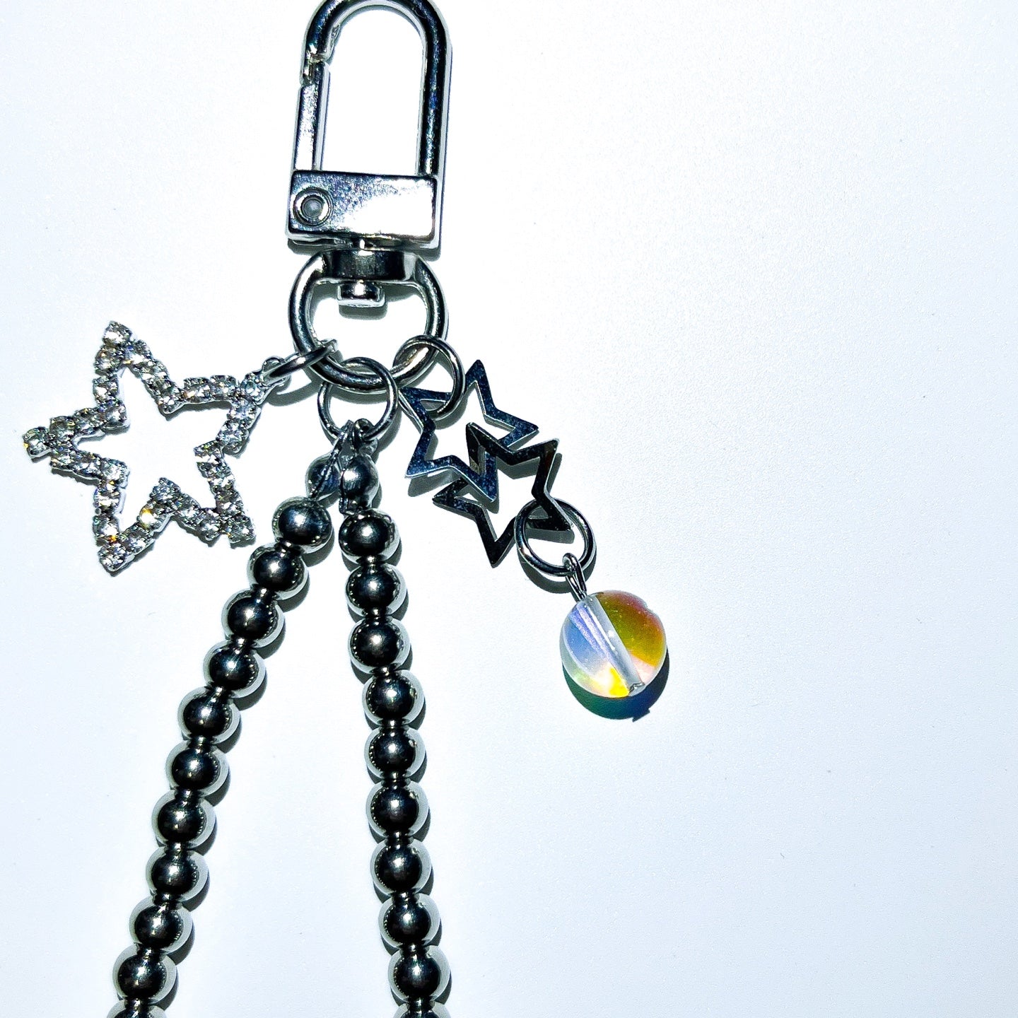 Silver star ball keychain