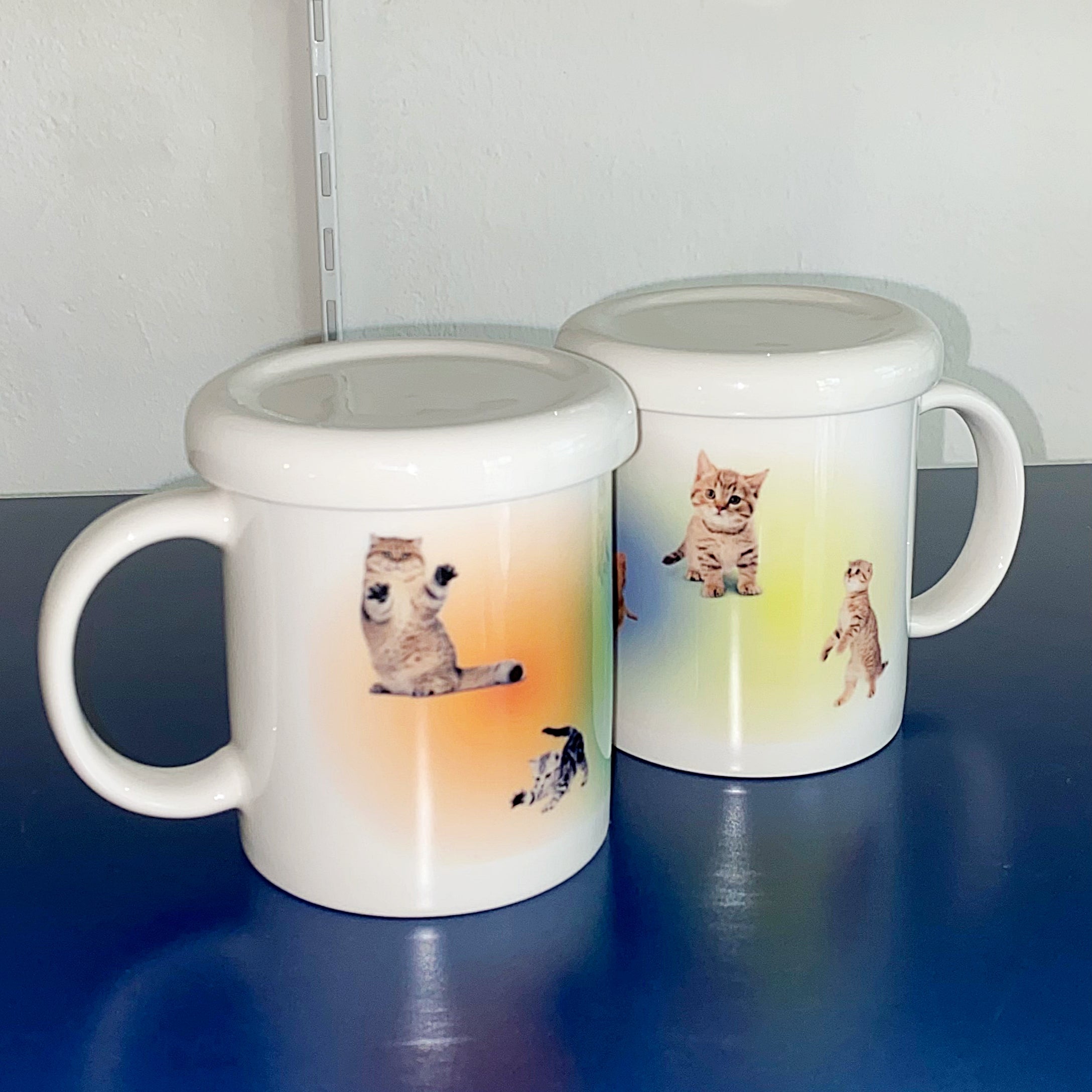 Gradation Cat mug (orange&green)