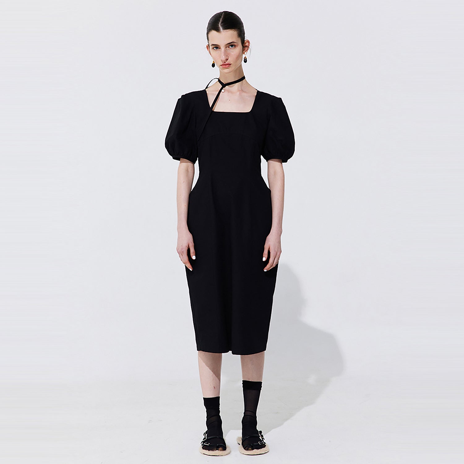 Pearl Balloon Line Dress_Black