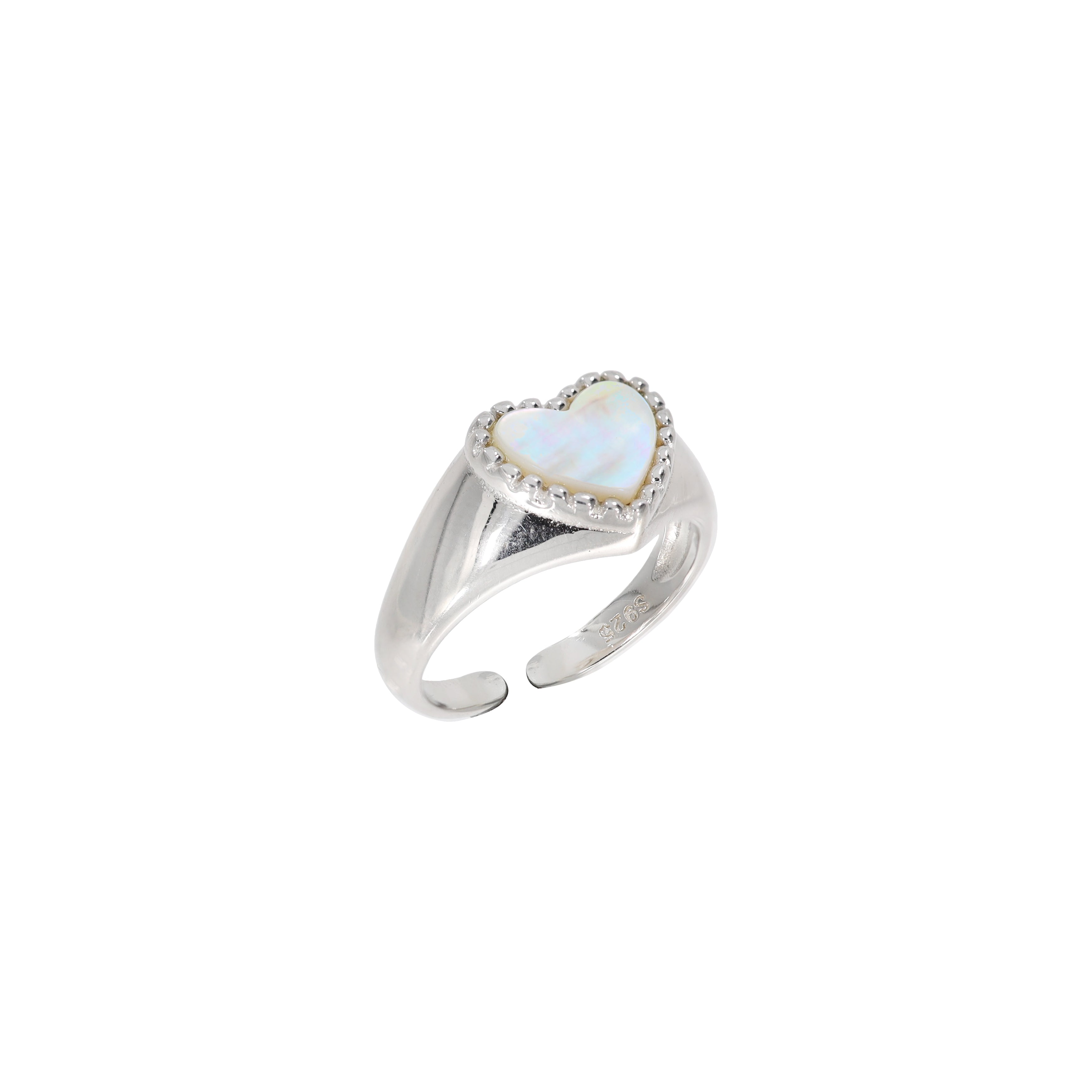 Mother-Of-Pearl Heart Silver Ring