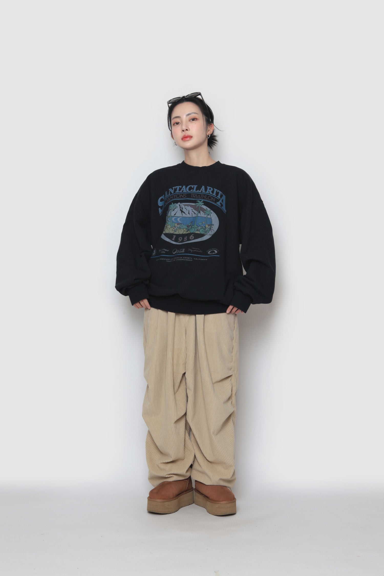 Corduroy Knitted Tuck String Pants