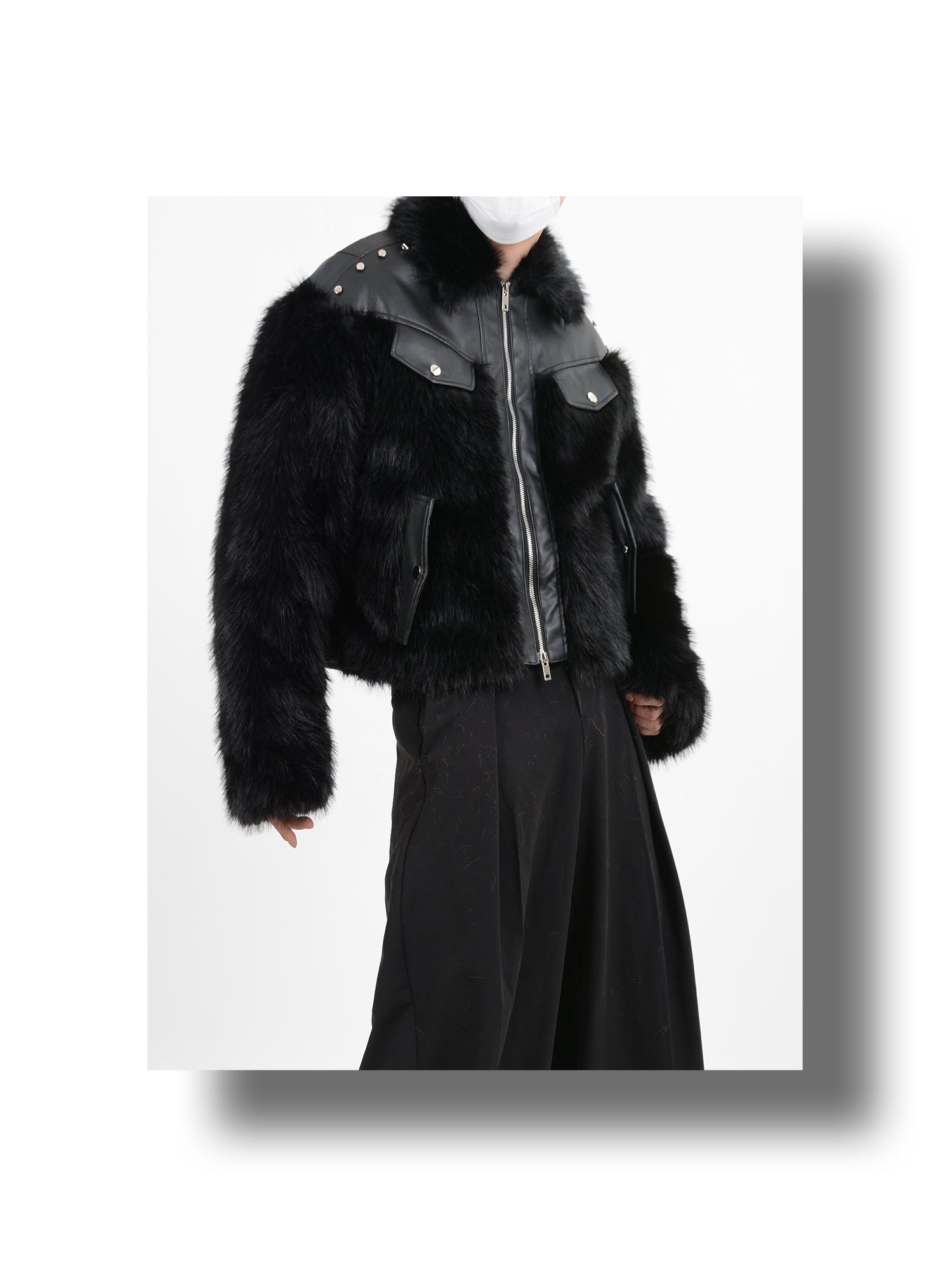 heavyweight leather anti-mink fur coat