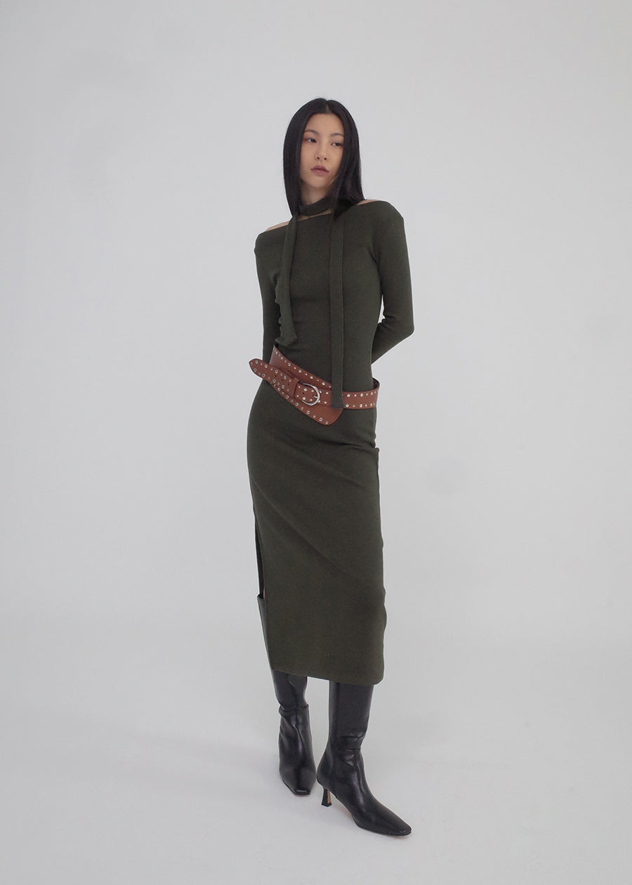 [MADE] Neuville SET - Boat Neck Long Dress Muffler