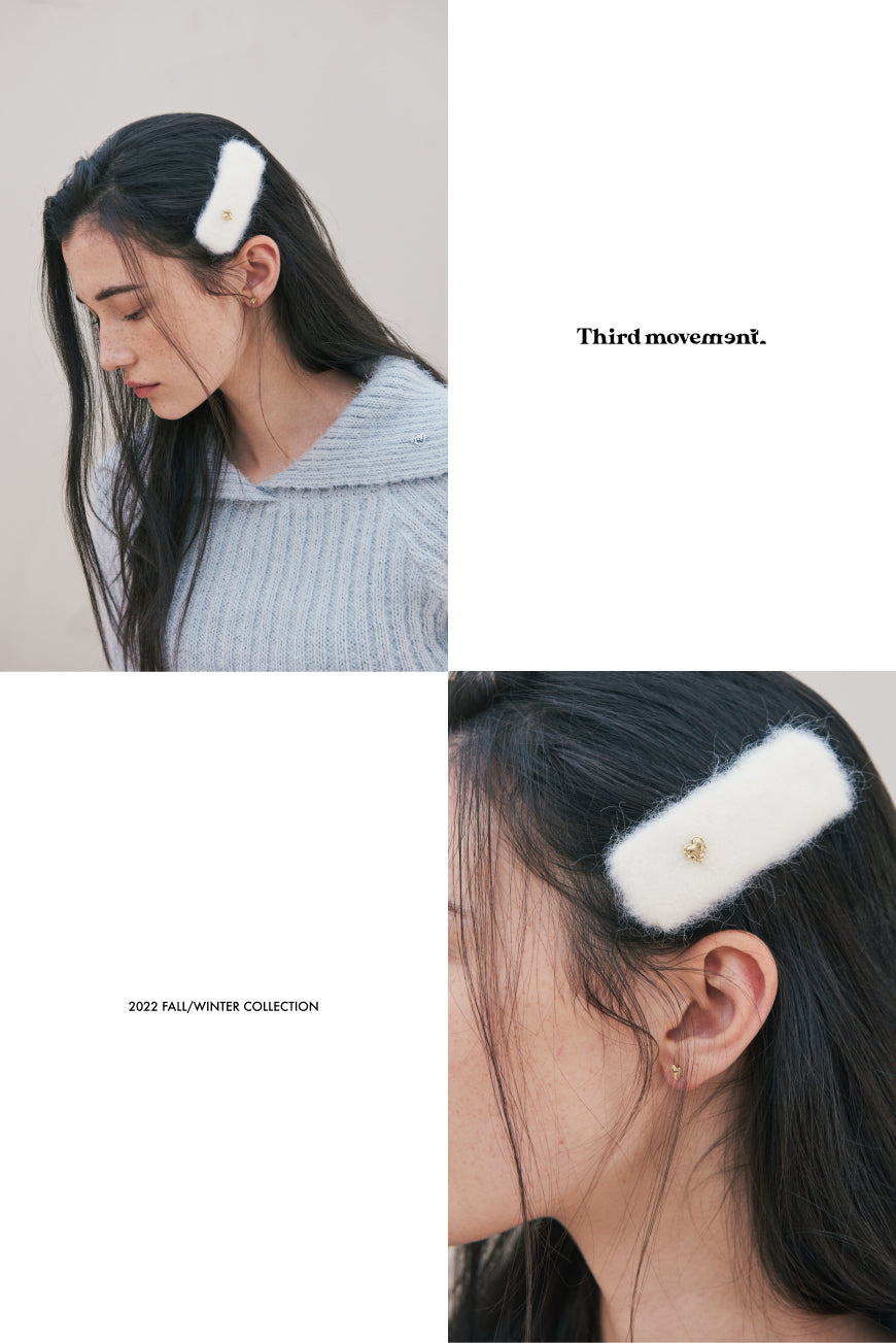 Square Angora Hairpin (White)