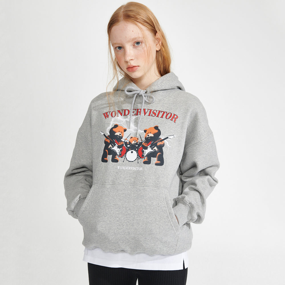 Bear Metal Hoodie [Melange grey]