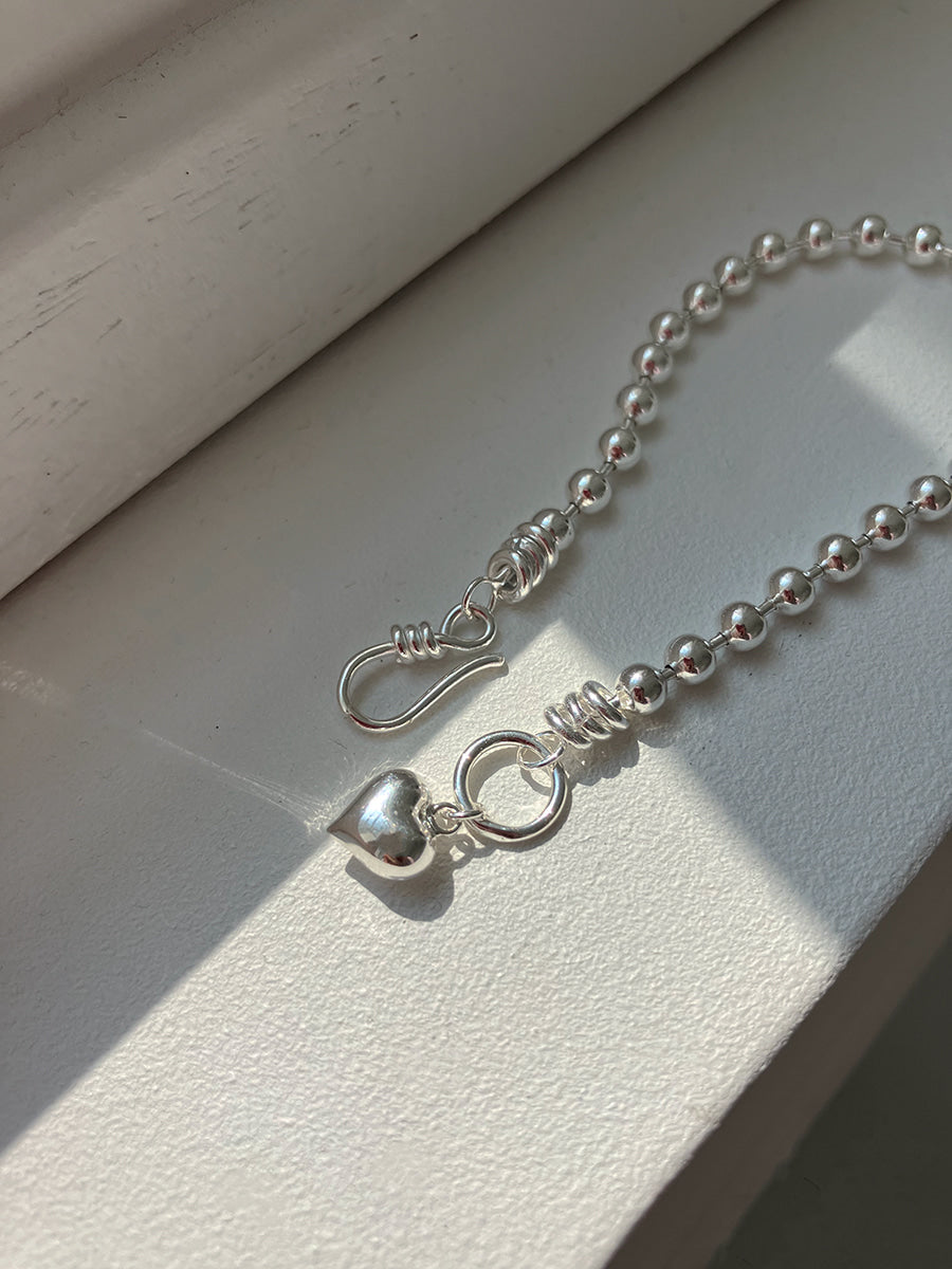 [92.5silver] hook heart bracelet