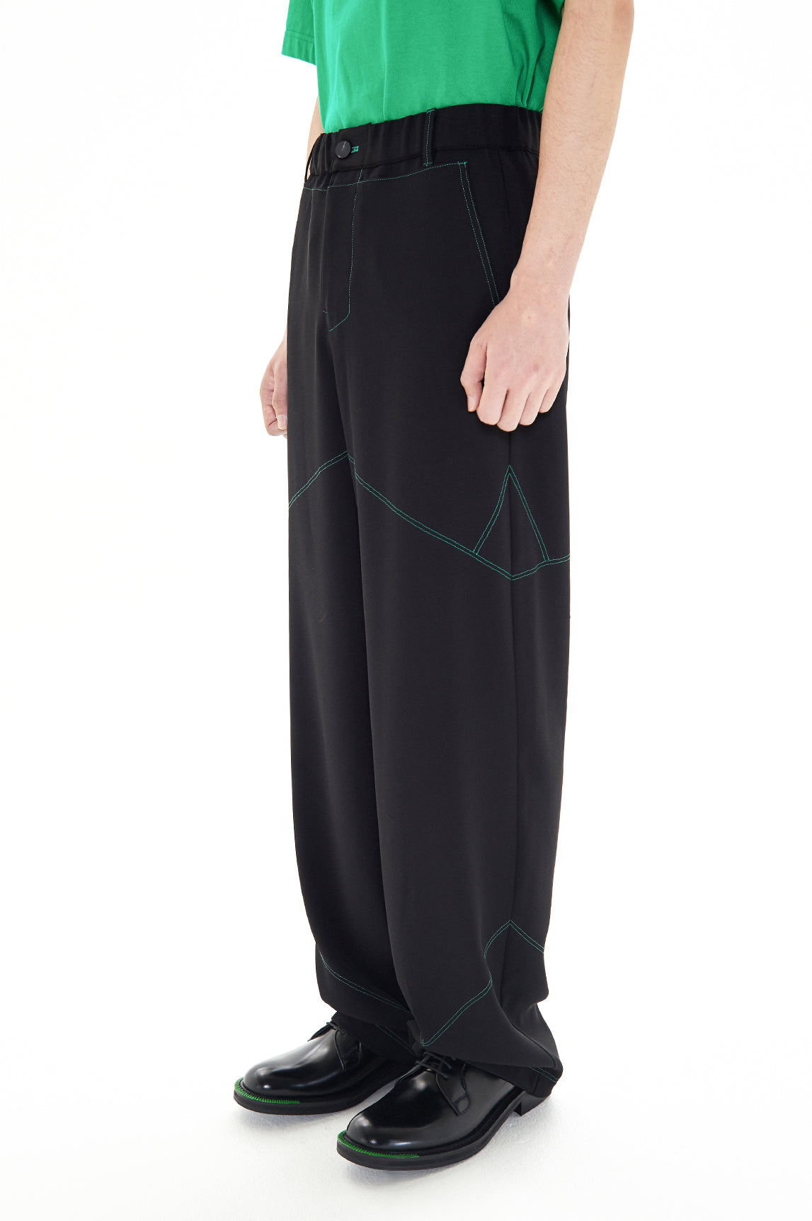 Geometry stitch wide pants (Black)