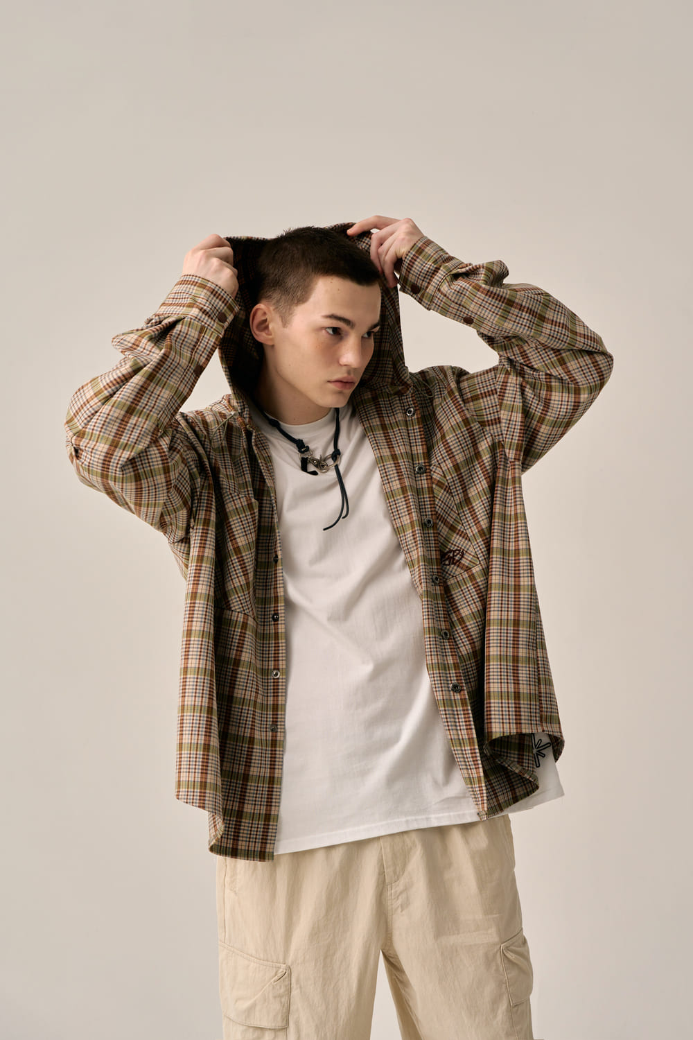 CHECKERED HOODED SHIRT