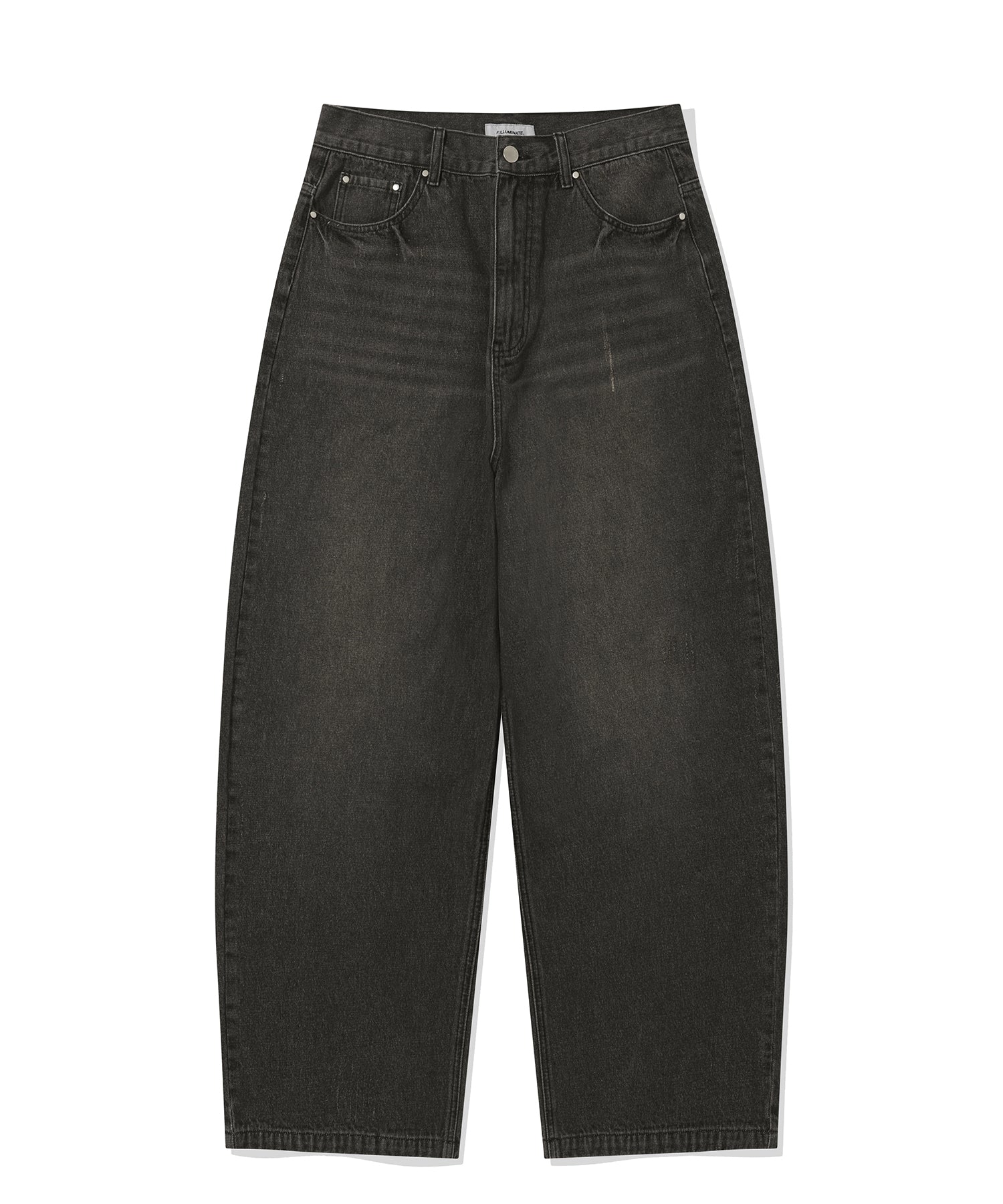 Damage Washed Denim Pants-Black