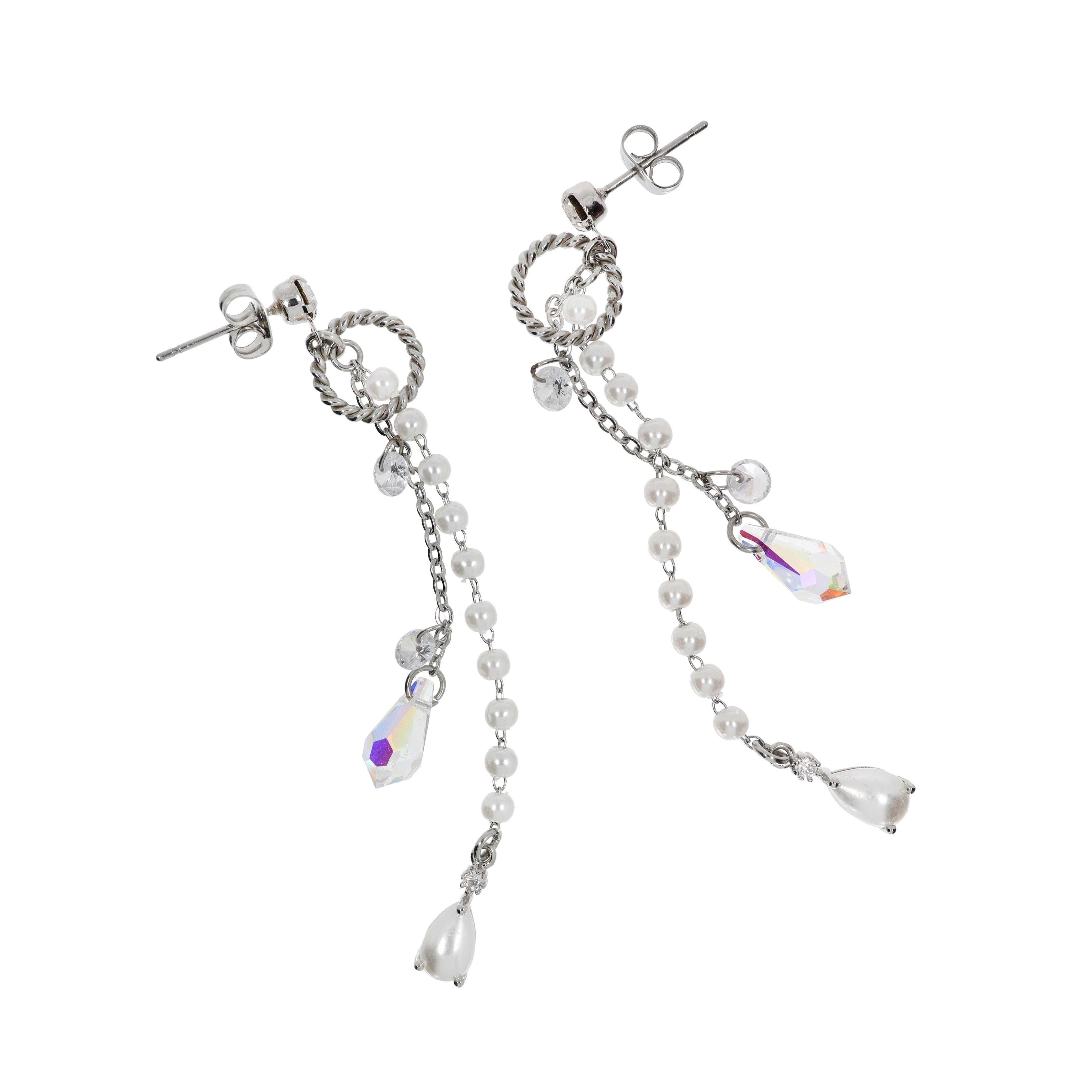 Twist Ring Crystal Drop Earrings