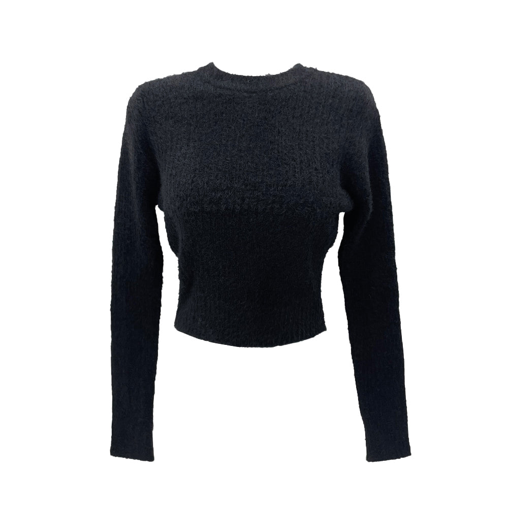 Angora crop round-neck knit (3 Color)