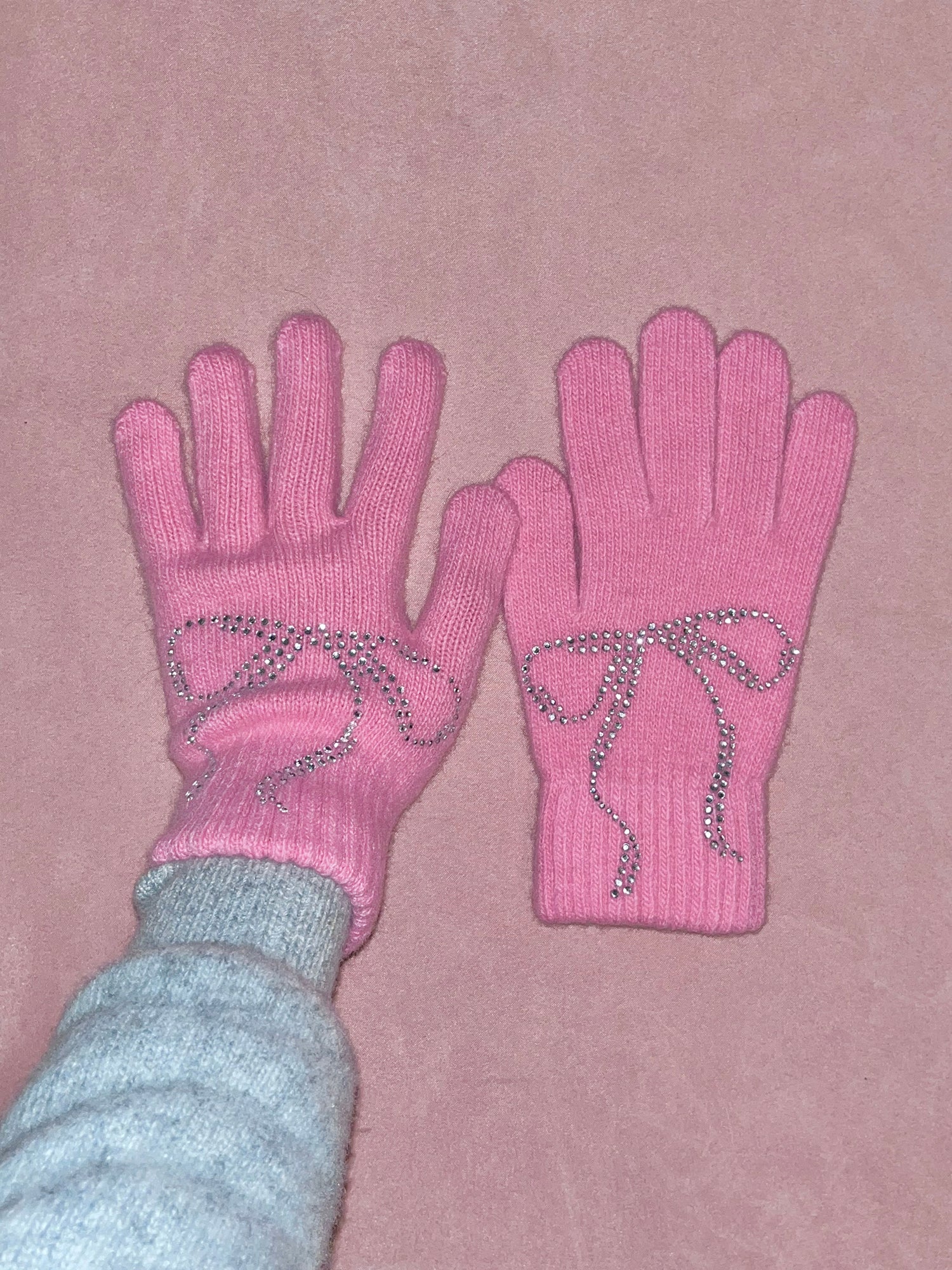 ribbon short gloves (pink)